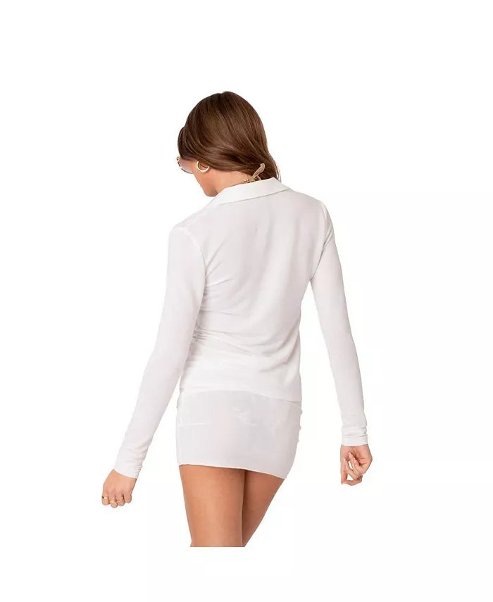 Knitted See Through Buttoned Shirt